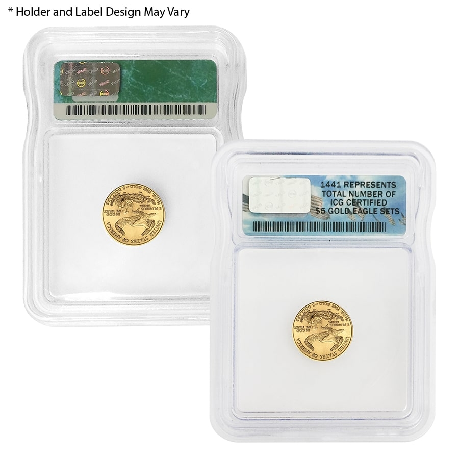 1/10 oz $5 Gold American Eagle ICG MS 70 (Random Year) thumbnail 2
