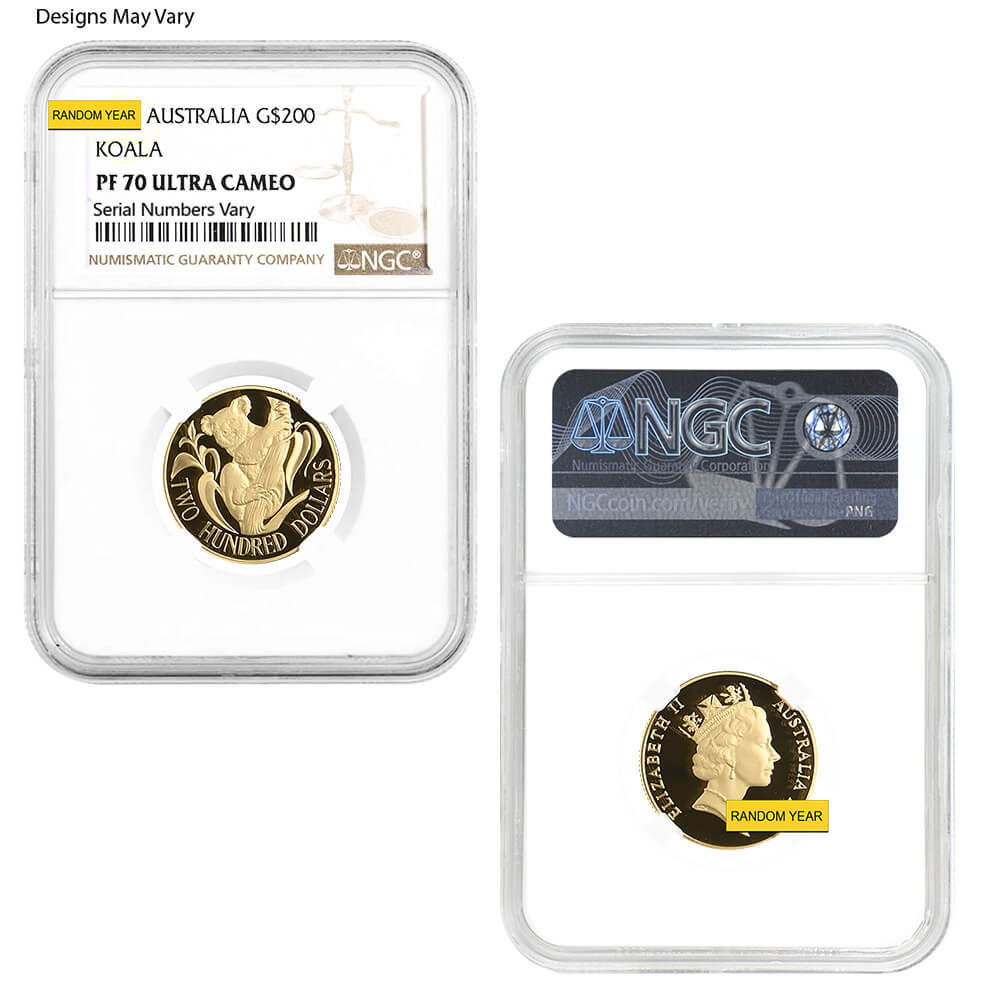 0.2948 oz Gold Australian Koala $200 NGC/PCGS MS/PF 70 (Random Year) thumbnail 2