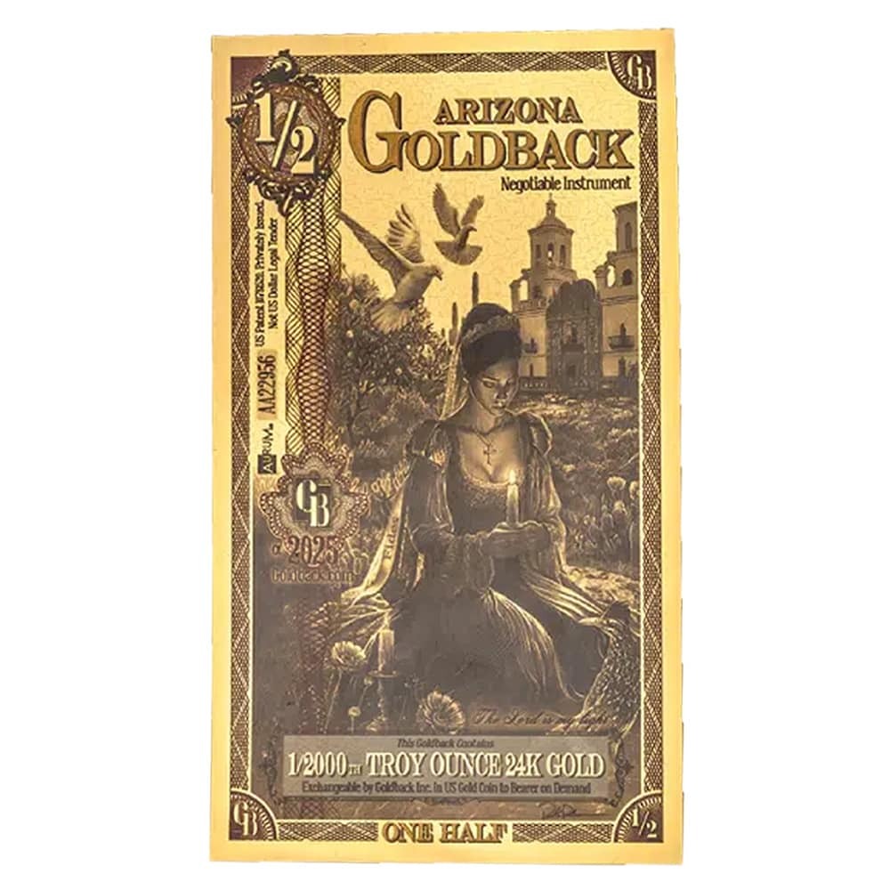 Pack of 100 - 1/2 Arizona Goldback 1/2000 oz 24K Gold Foil Aurum Note thumbnail 2