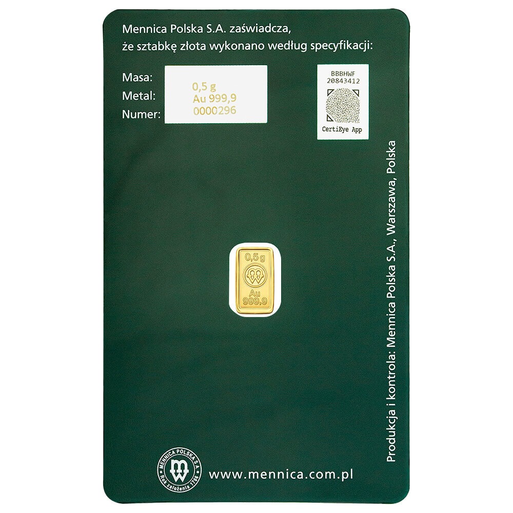 1/2 Gram Mint of Poland Gold Bar .9999 Fine (in Assay) thumbnail 3