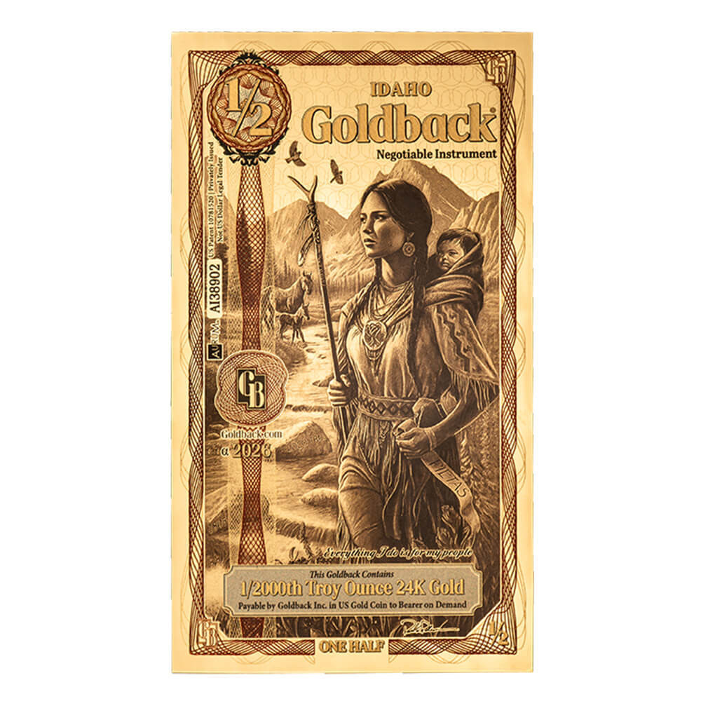 Pack of 100 - 1/2 Idaho Goldback 1/2000 oz 24K Gold Foil Aurum Note thumbnail 2