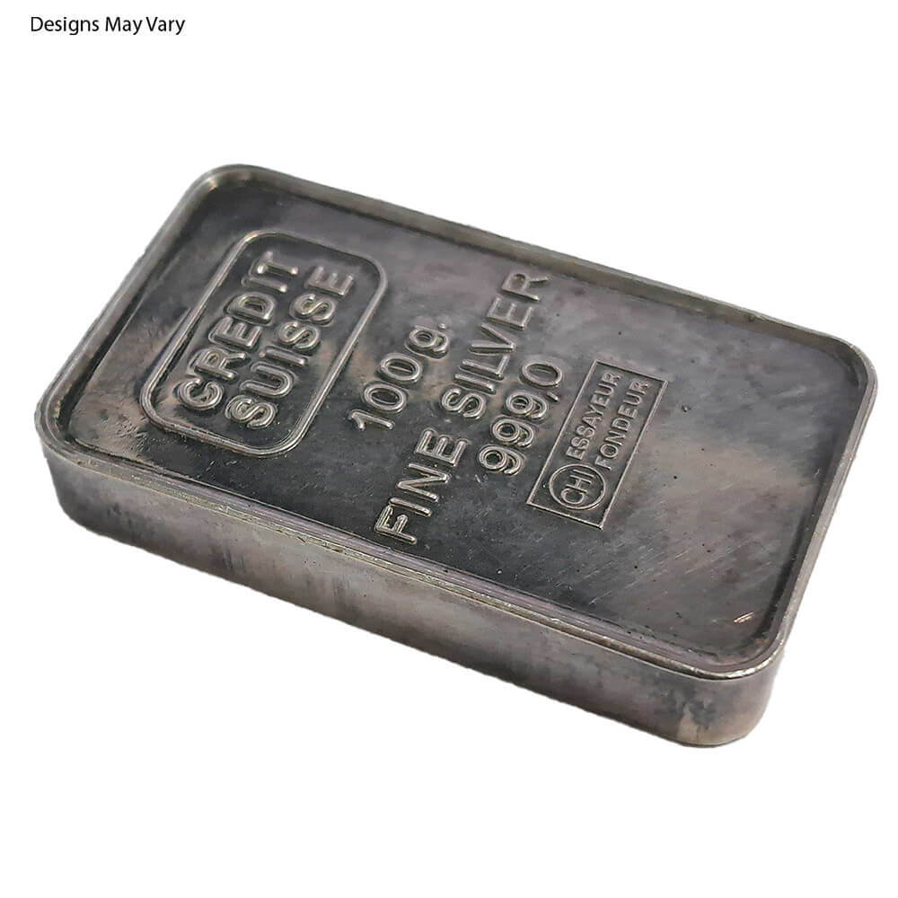 100 Gram Credit Suisse Silver Vintage Bar .999 Fine thumbnail 3