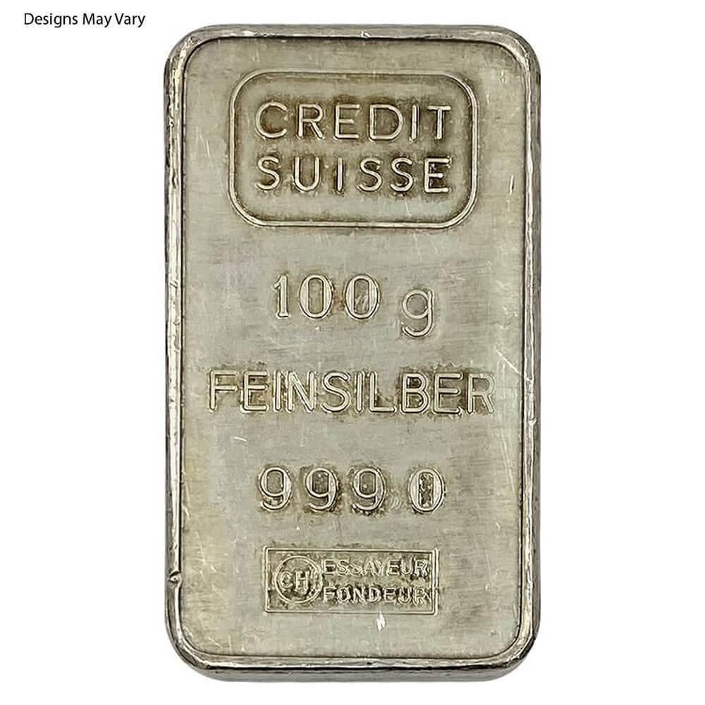 100 Gram Credit Suisse Silver Vintage Bar .999 Fine thumbnail 4