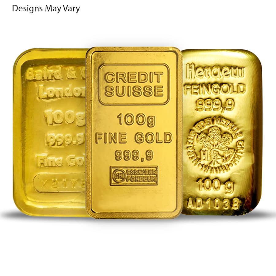 100 Gram Generic Gold Bar .999+ Fine (Secondary Market)
