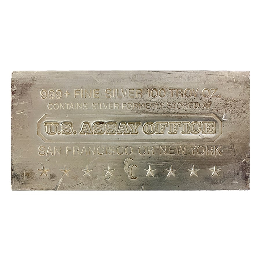 100 oz U.S. Assay Office Silver Bar .999+ Fine thumbnail 2