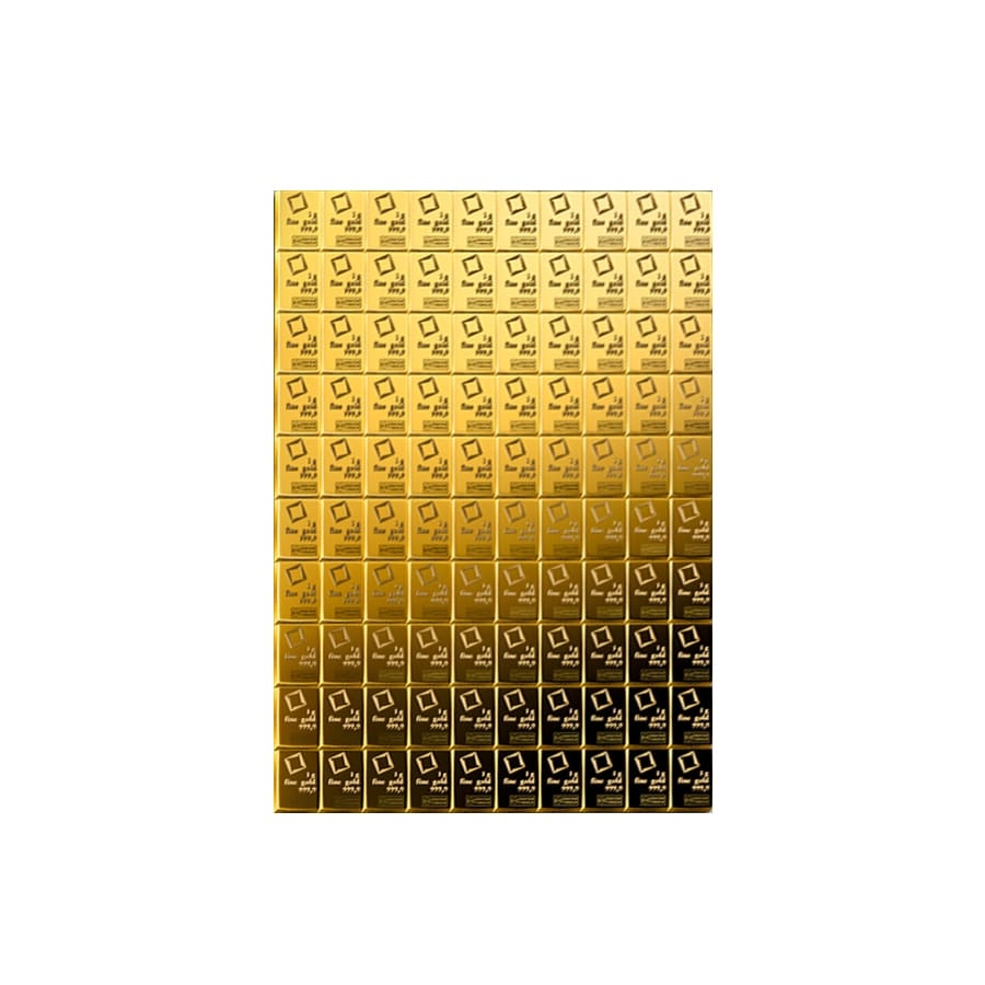 100 x 1 Gram Gold Valcambi CombiBar .9999 Fine (In Assay) thumbnail 3