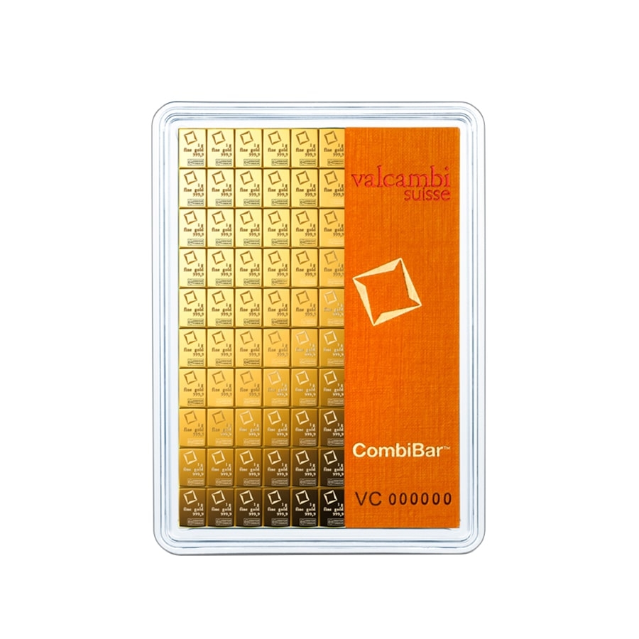100 x 1 Gram Gold Valcambi CombiBar .9999 Fine (In Assay)