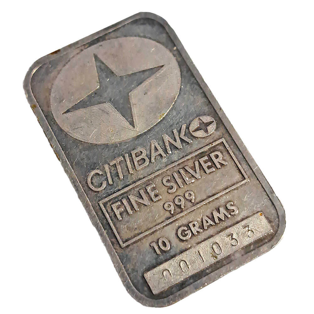 10 Gram Johnson Matthey JM Citibank Vintage Silver Bar .999 Fine (Secondary Market) thumbnail 3