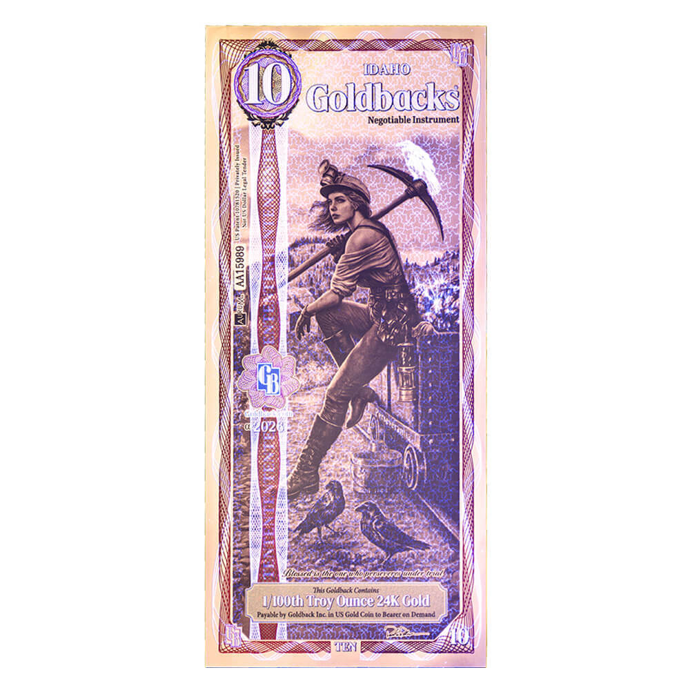 10 Idaho Goldback 1/100 oz 24K Gold Foil Aurum Note thumbnail 3