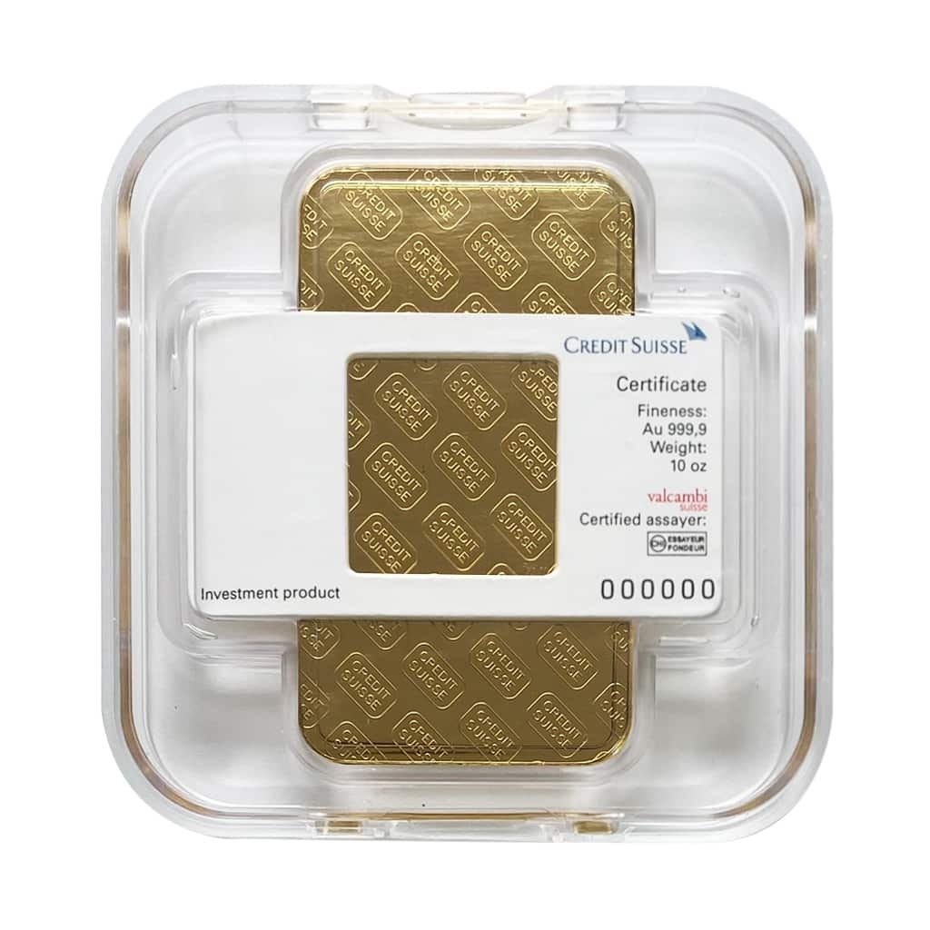 10 oz Credit Suisse Gold Bar .9999 Fine (w/Assay) thumbnail 2