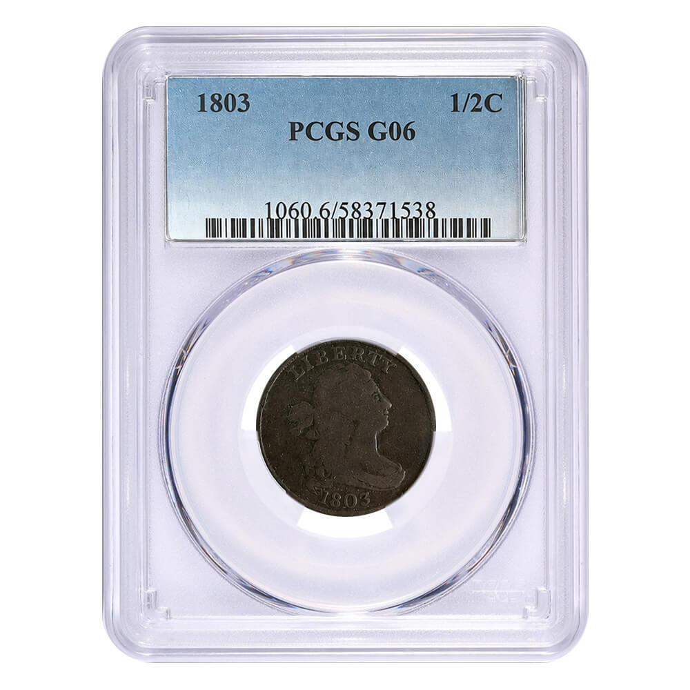 1803 United States Draped Bust Half Cent 1/2C PCGS G 6