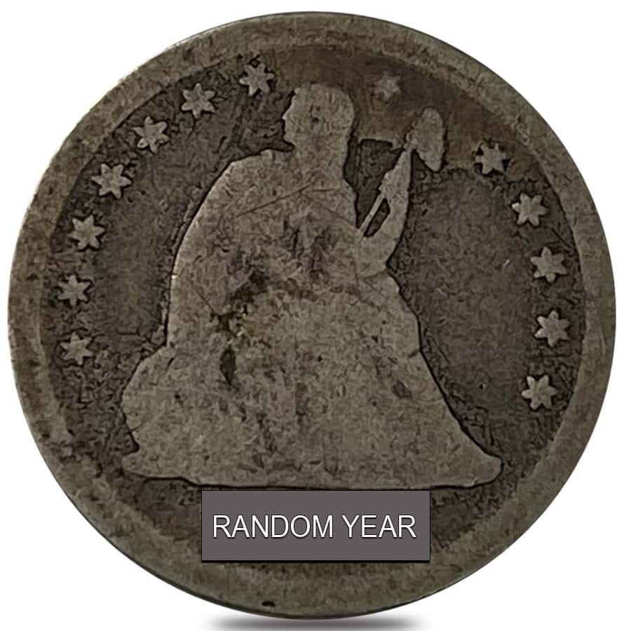 1838-1891 Seated Liberty Silver Quarter Dollar Circulated (Random Year)