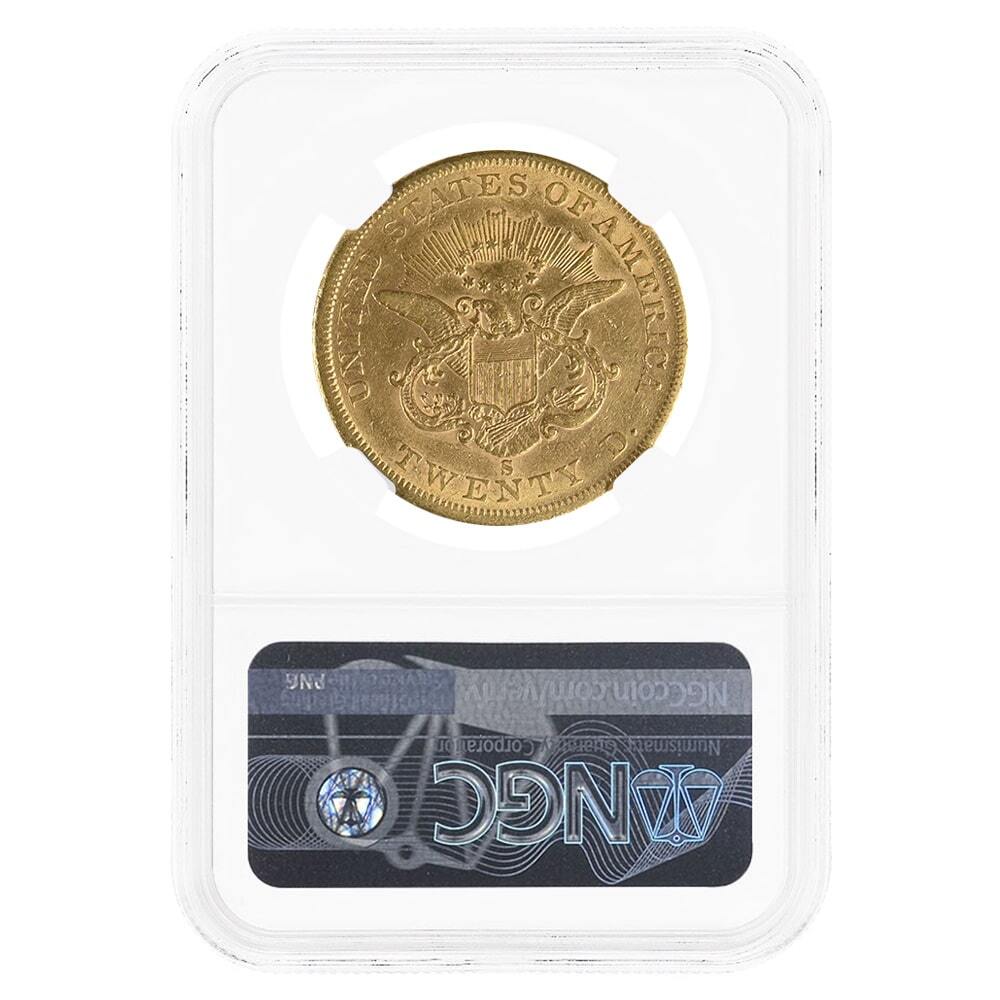 1860-S $20 Liberty Head Double Eagle Gold Coin NGC AU Details thumbnail 2