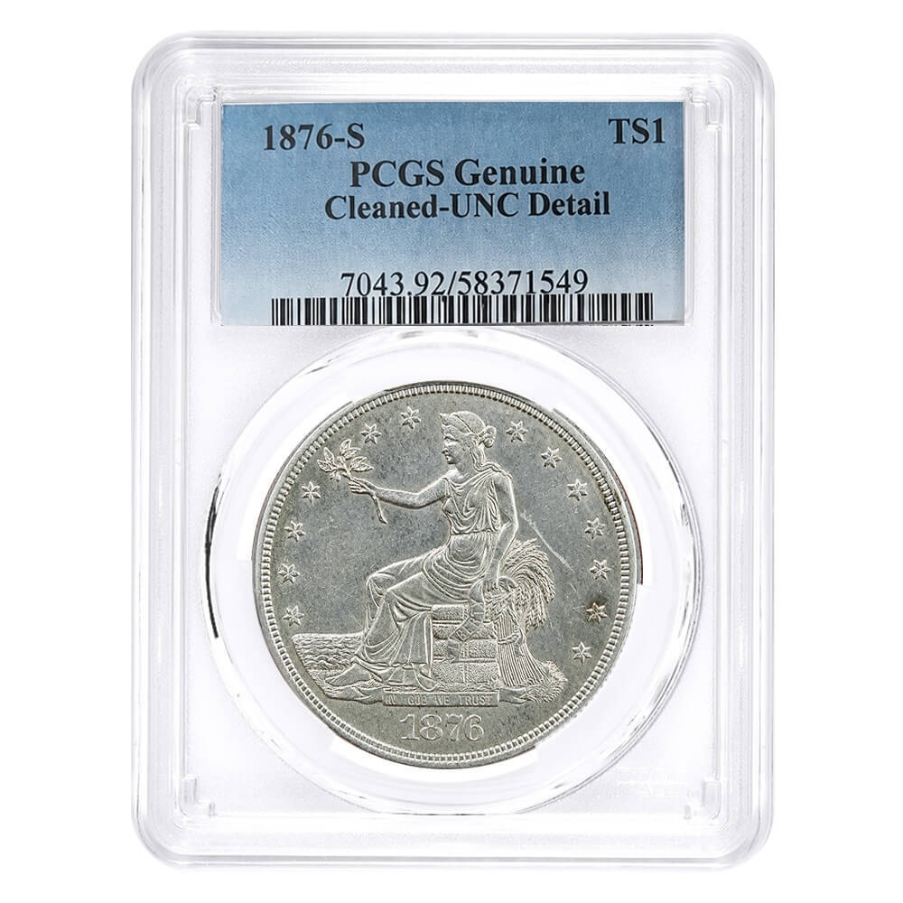 1876-S Silver Trade Dollar $1 PCGS UNC Detail