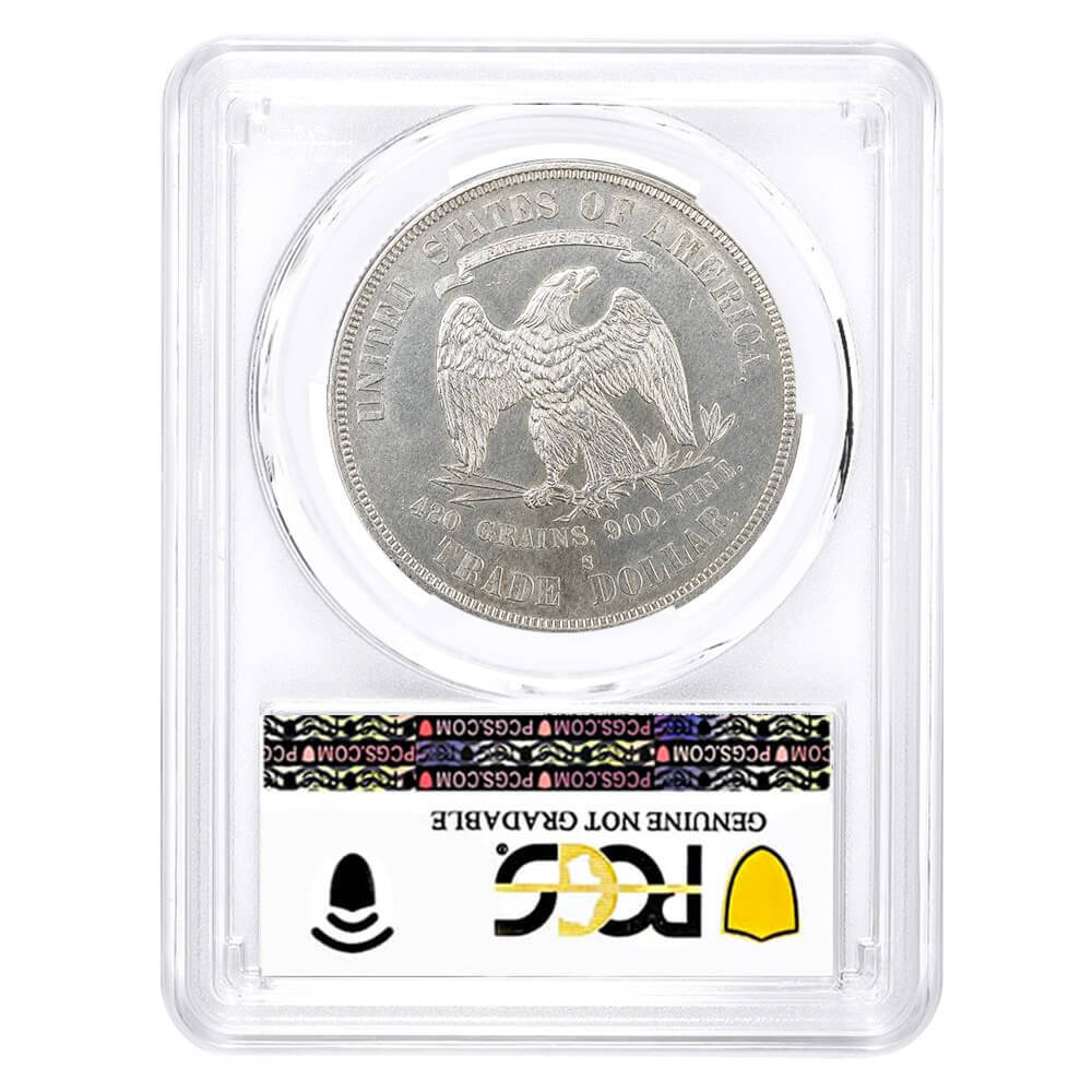 1876-S Silver Trade Dollar $1 PCGS UNC Detail thumbnail 2