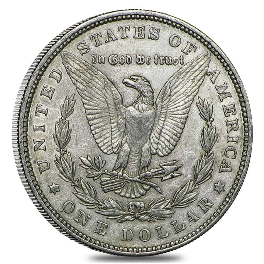 1878 Silver Morgan Dollar 7 Tailfeathers Reverse of 79 AU thumbnail 2