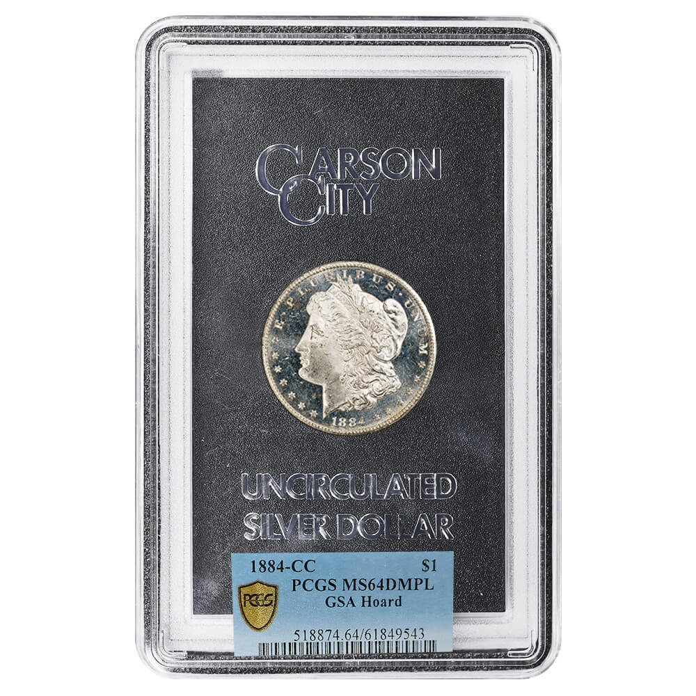 1884-CC Morgan Silver Dollar $1 GSA PCGS MS 64 DMPL