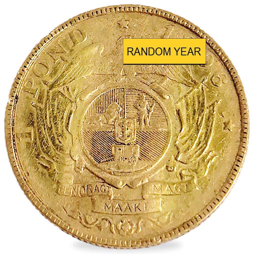 1892-1900 South Africa 1 Pond Gold Coin Cull (Random Year) thumbnail 2
