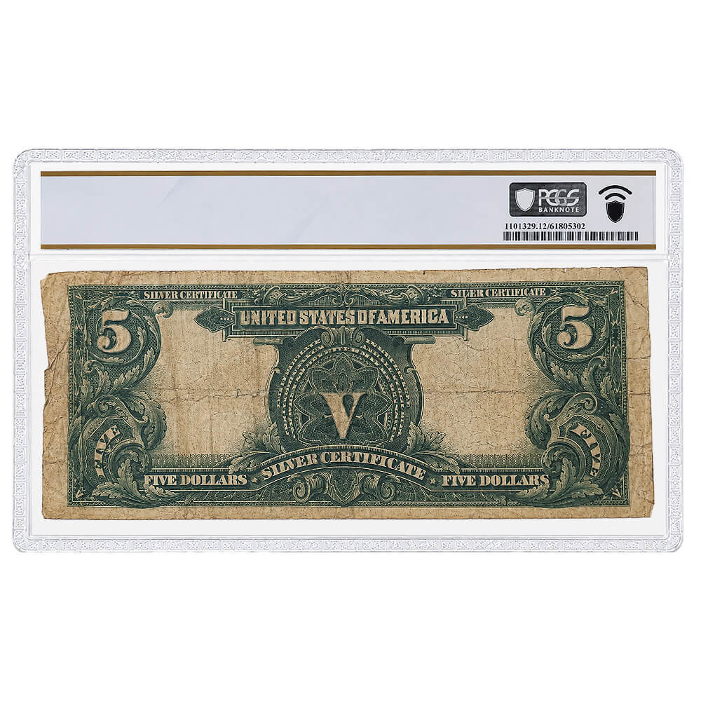 1899 $5 Silver Certificate Currency Note Speelman White PCGS F 12 thumbnail 2