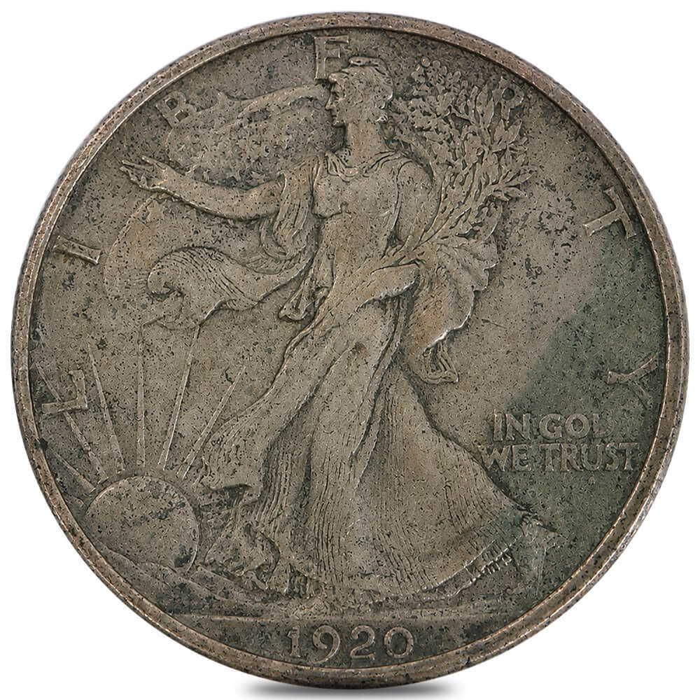 1920-S Walking Liberty 90% Silver Half Dollar 50C AU
