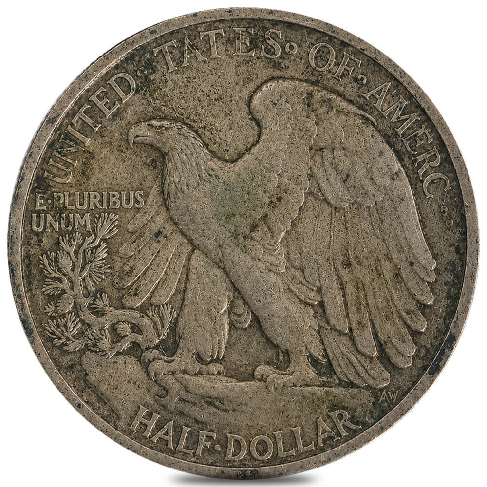 1920-S Walking Liberty 90% Silver Half Dollar 50C AU thumbnail 2