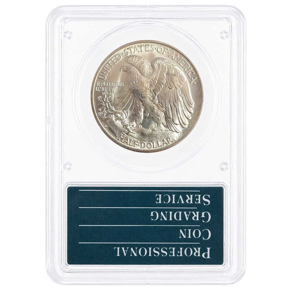 1941-D Walking Liberty Silver Half Dollar 50C PCGS MS 63 Rattler Holder thumbnail 2