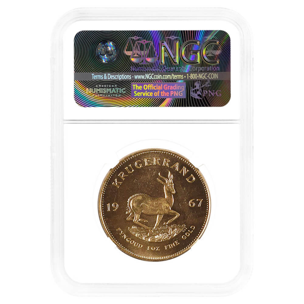 1967 South Africa 1 oz Gold Krugerrand Coin NGC MS 66 thumbnail 2