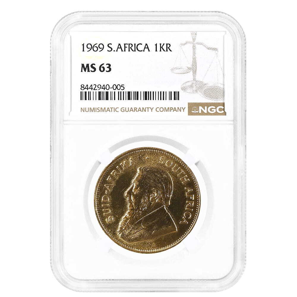 1969 South Africa 1 oz Gold Krugerrand NGC MS 63