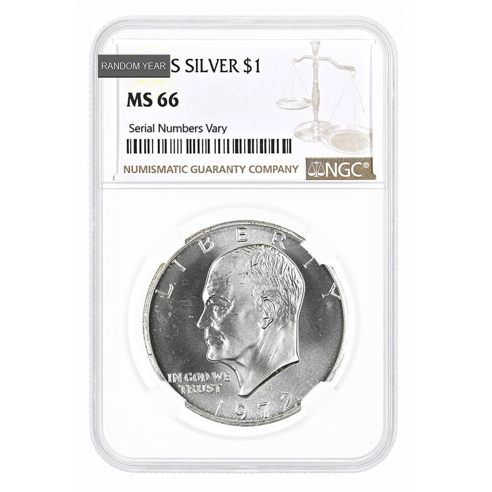 1971-1976 Eisenhower 40% Silver Dollar $1 NGC/PCGS MS 66 (Random Year) thumbnail 4