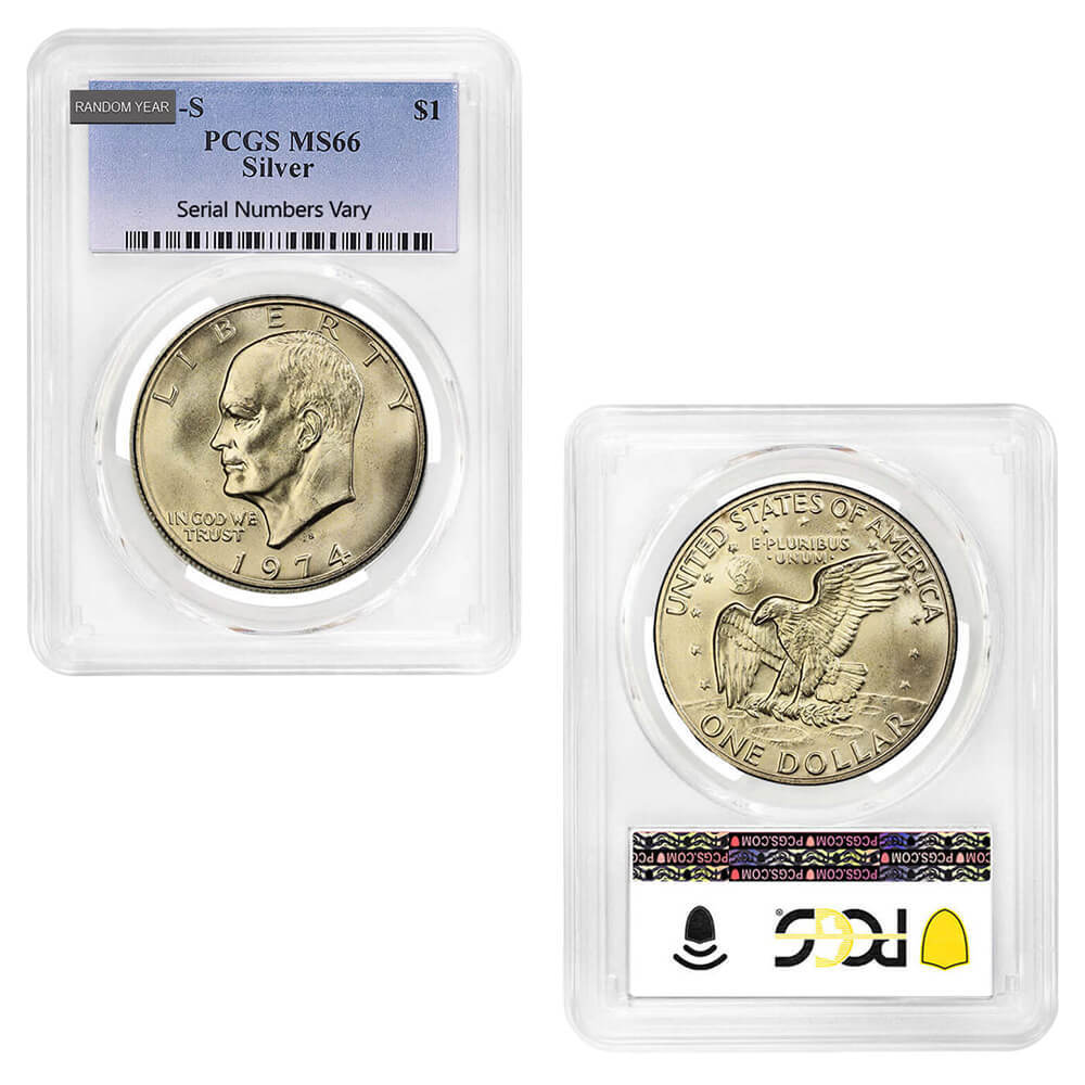 1971-1976 Eisenhower 40% Silver Dollar $1 NGC/PCGS MS 66 (Random Year) thumbnail 2
