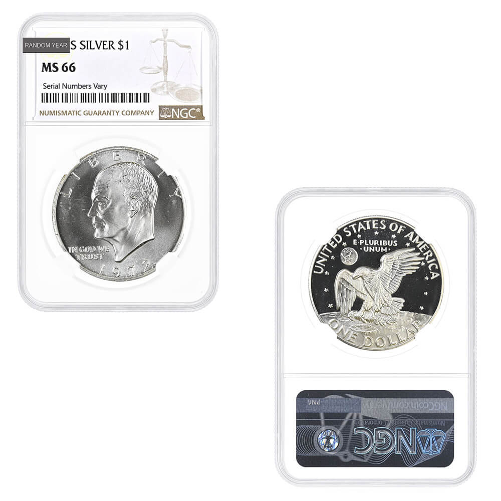 1971-1976 Eisenhower 40% Silver Dollar $1 NGC/PCGS MS 66 (Random Year) thumbnail 3