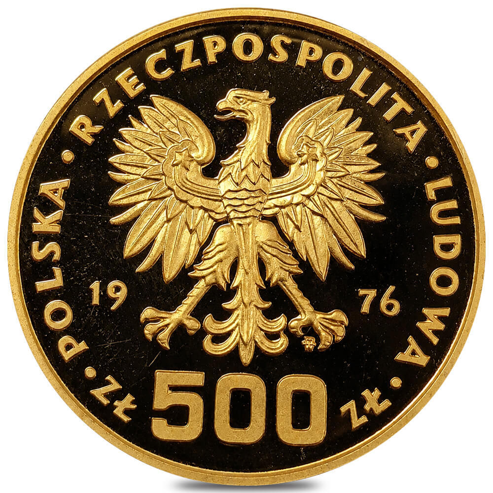 1976 Poland 500 Zlotych Kazimierz Pulaski Proof Gold Coin thumbnail 2