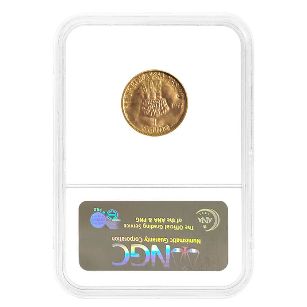 1977 San Marino 1 Scudo Democracy Gold Coin NGC MS 67 thumbnail 2