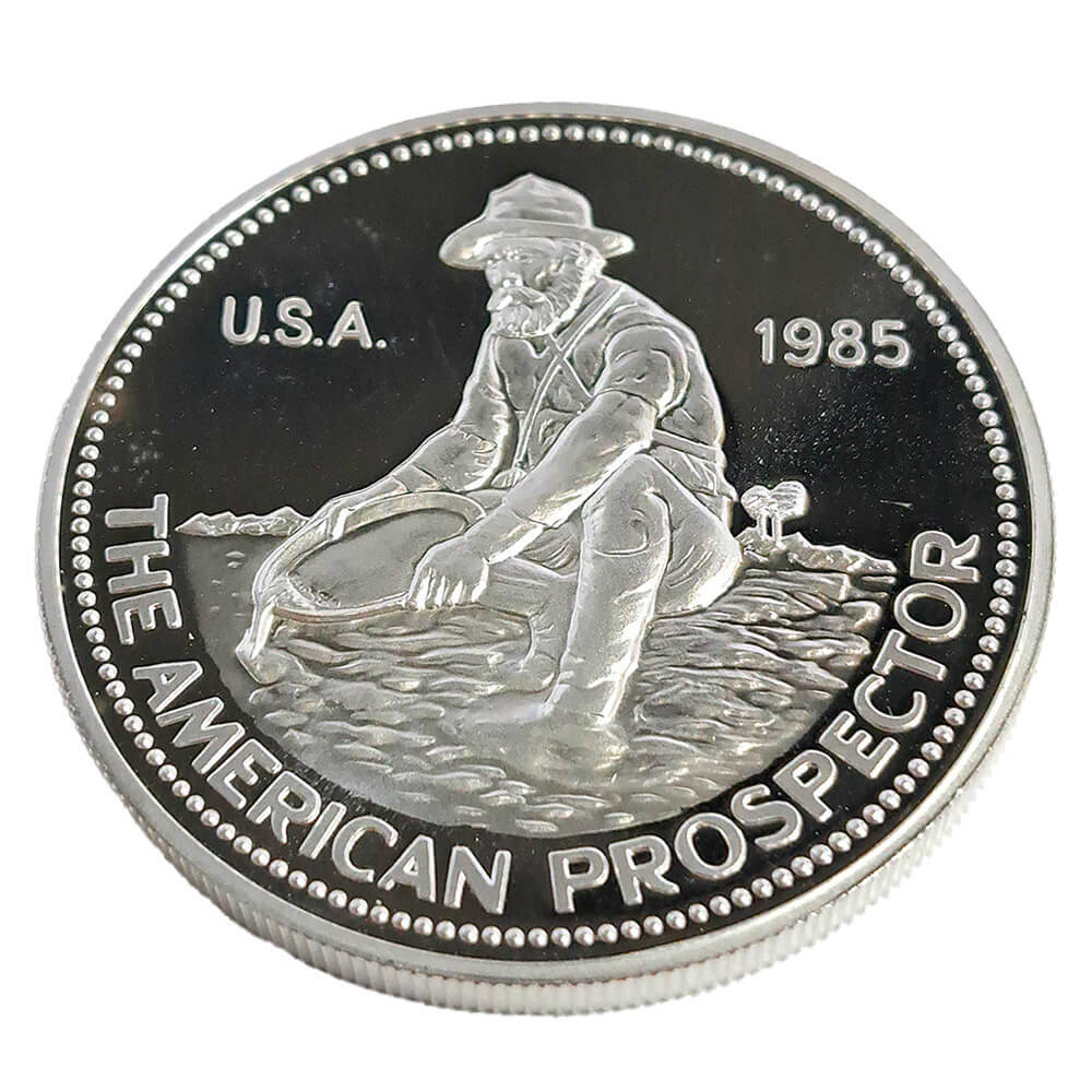 1985 1 oz Engelhard Prospector Proof Silver Round .999+ Fine thumbnail 3