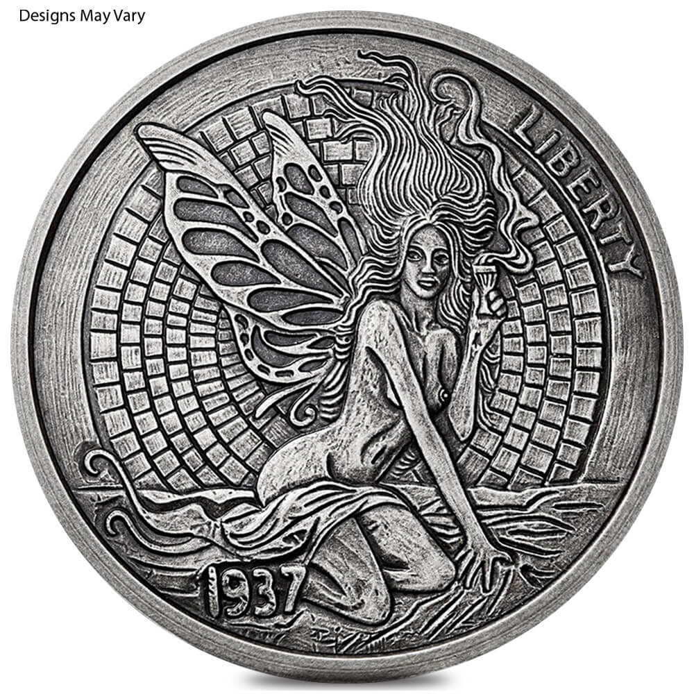 5 oz Hobo Nickel Antiqued Silver Round .999 Fine (Random Design) thumbnail 2
