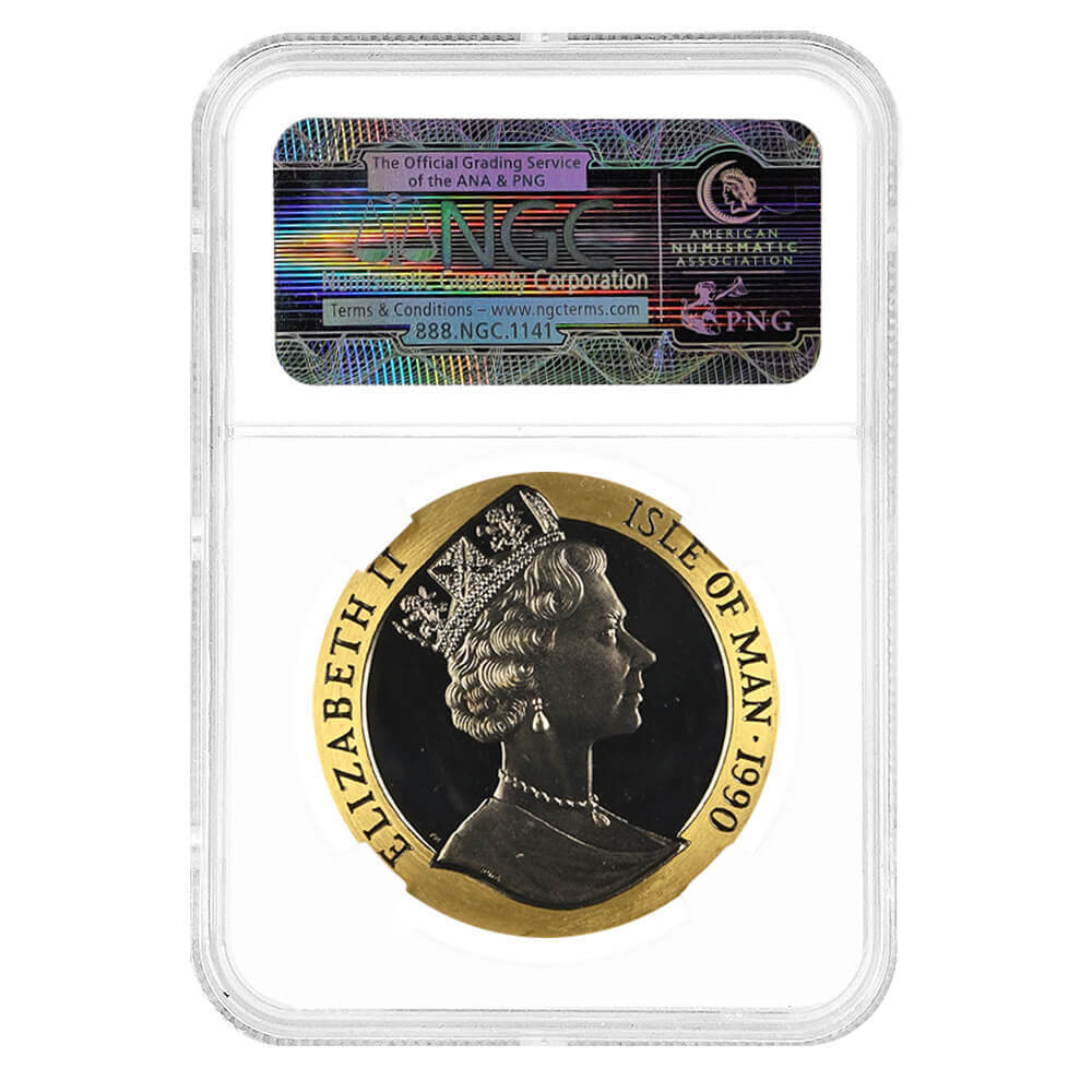 1990 Isle of Man 1 oz Penny Black Proof Gold Crown NGC Gem Proof thumbnail 2