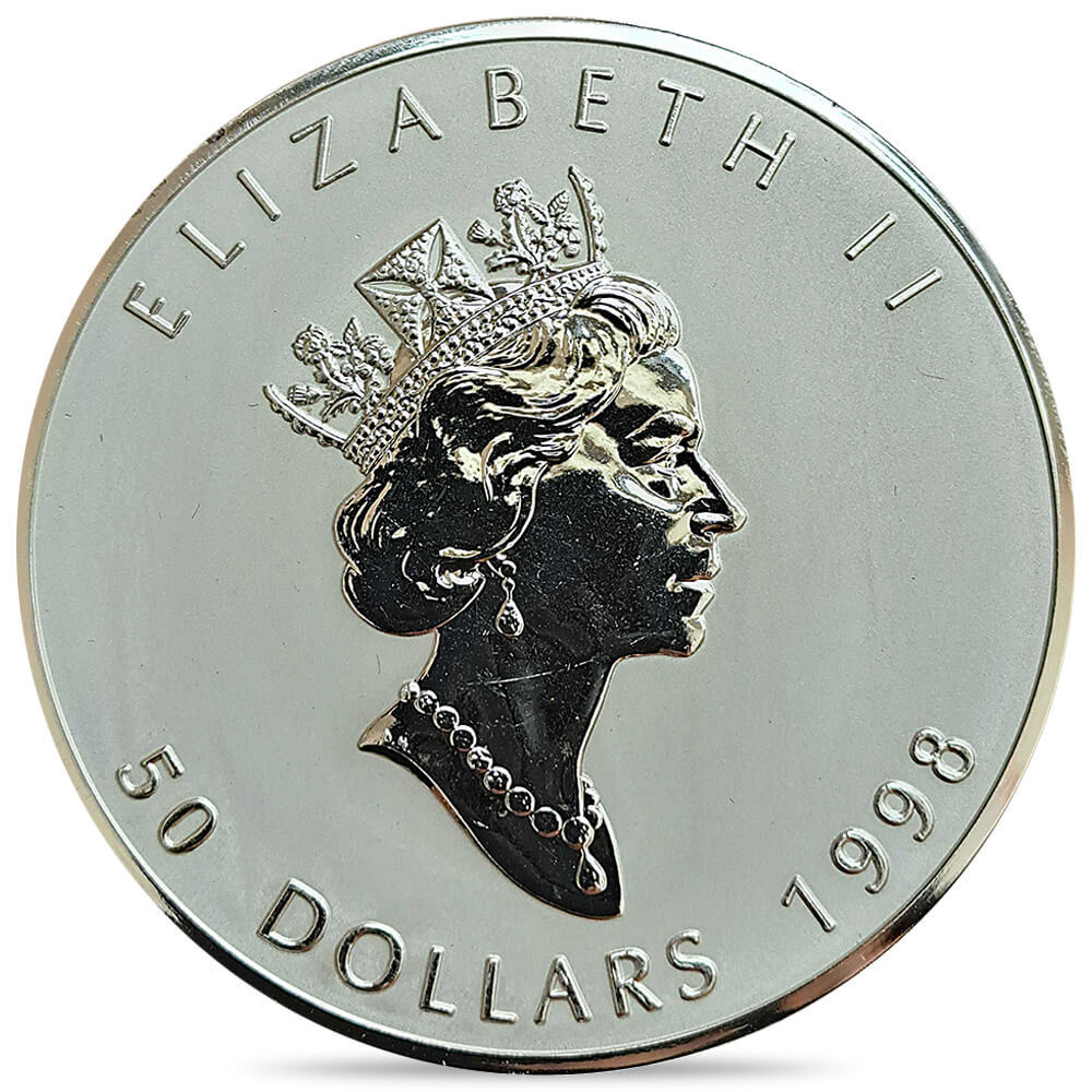 1998 10 oz Canadian Silver Maple Leaf $50 Coin BU thumbnail 2