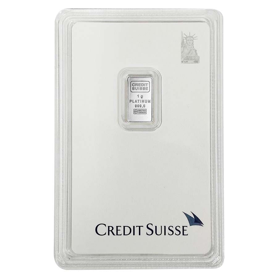 1 gram Credit Suisse Statue of Liberty Platinum Bar .9995 Fine (In Assay) thumbnail 3