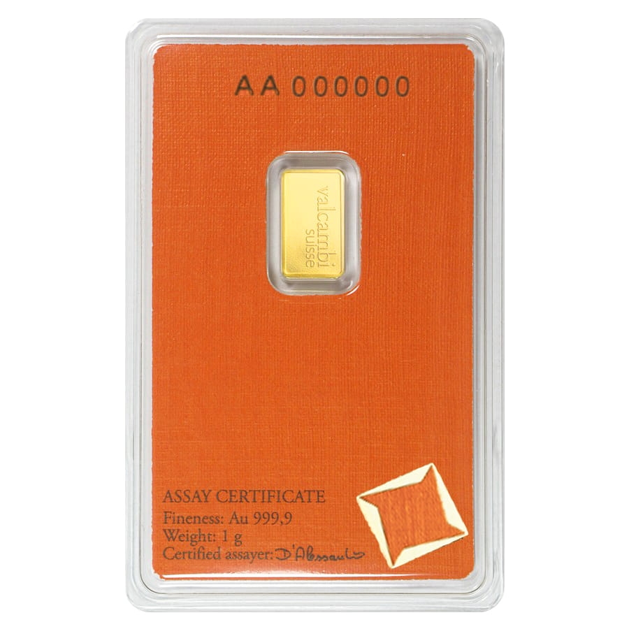Box of 25 - 1 gram Gold Bar Valcambi Suisse .9999 Fine (In Assay) thumbnail 3