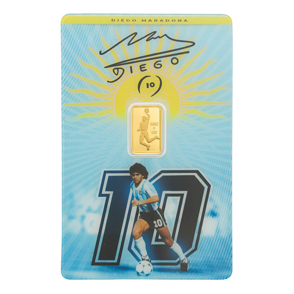 1 Gram PAMP Suisse Maradona Gold Bar .9999 Fine (in Assay) thumbnail 2