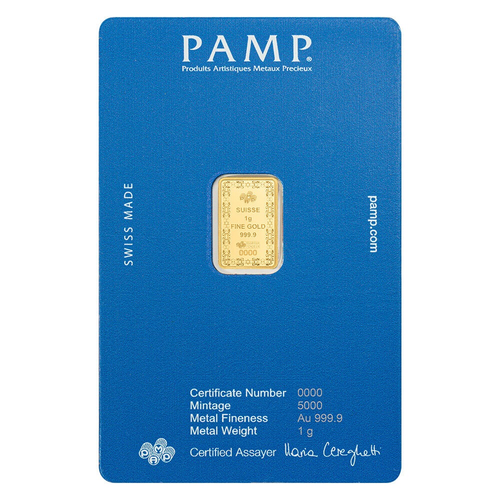 1 Gram PAMP Suisse Star of David Gold Bar .9999 Fine (in Assay) thumbnail 3