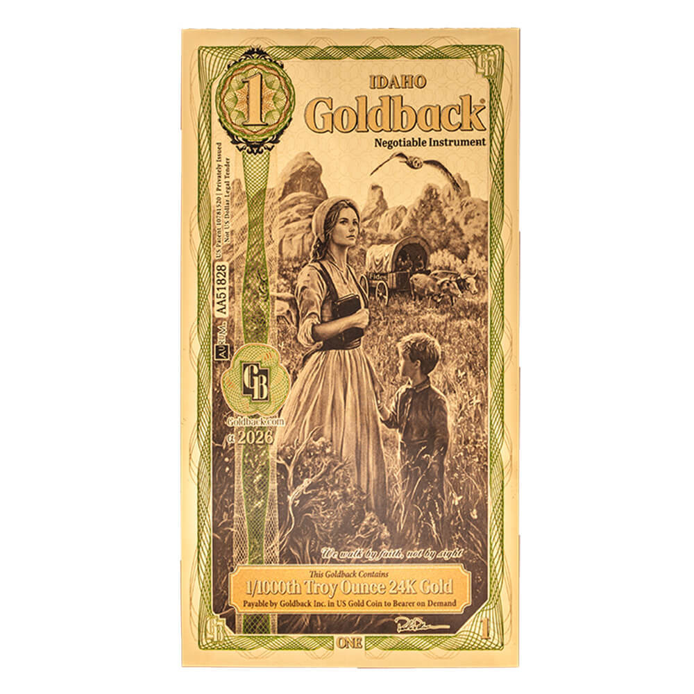 Pack of 100 - 1 Idaho Goldback 1/1000 oz 24K Gold Foil Aurum Note thumbnail 2