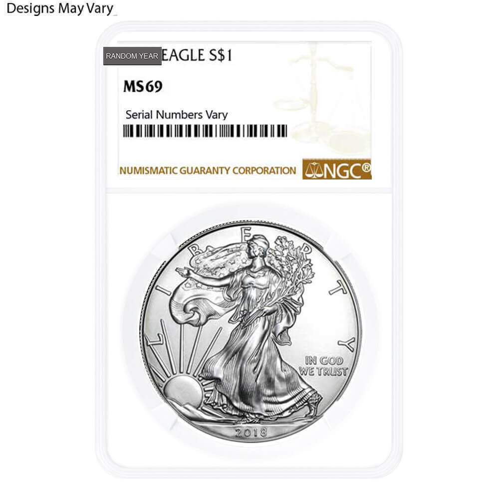 1 oz Burnished Silver American Eagle NGC/PCGS MS/SP 69 (Random Year) thumbnail 3