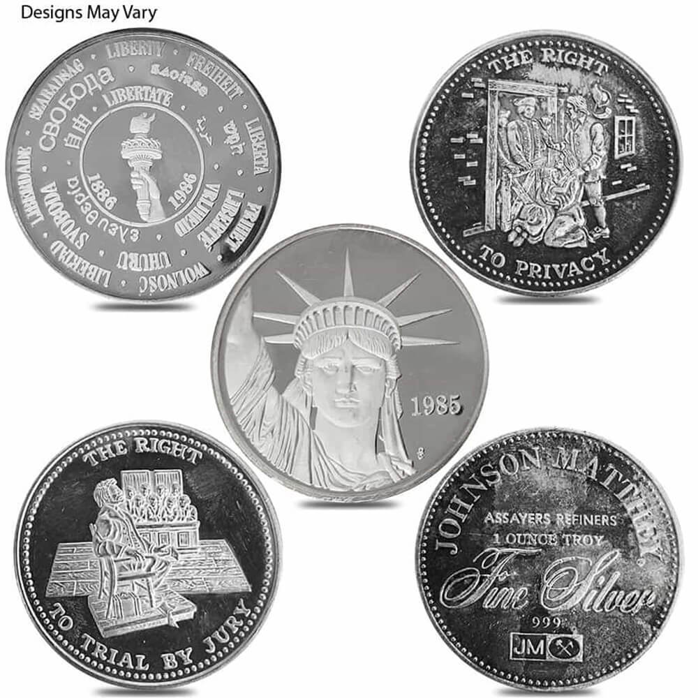 1 oz Johnson Matthey Silver Round .999 Fine (Random Design)