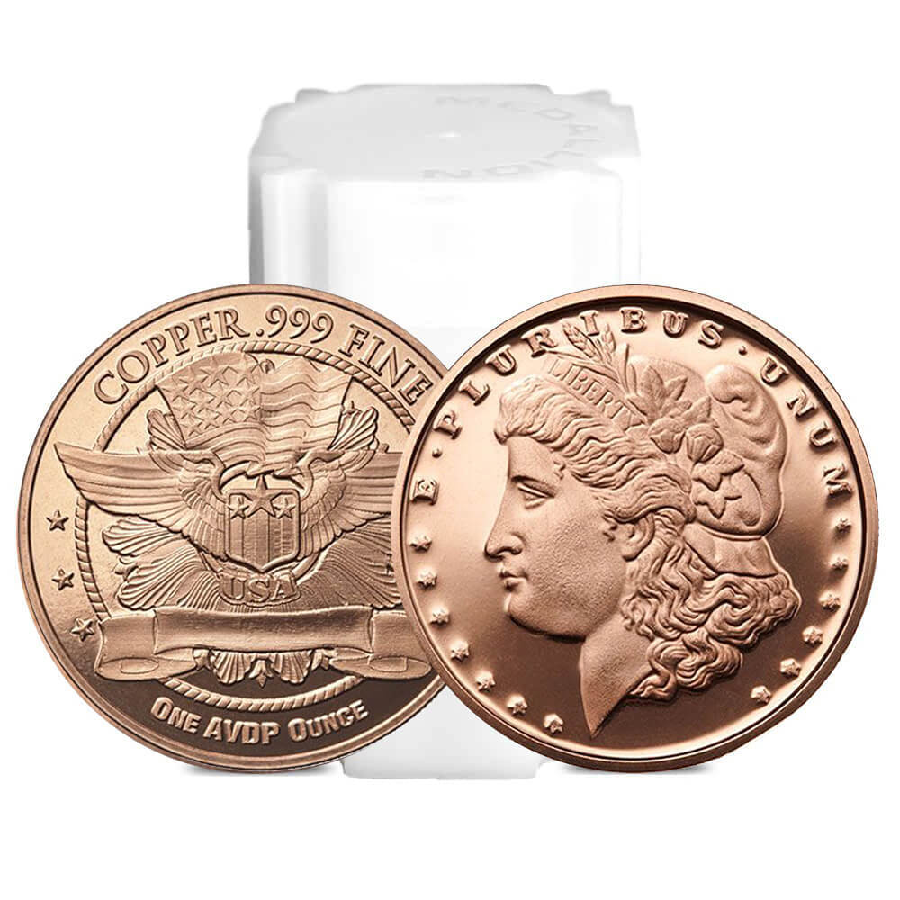 Tube of 20 - 1 oz Morgan Dollar Copper Round .999 Fine