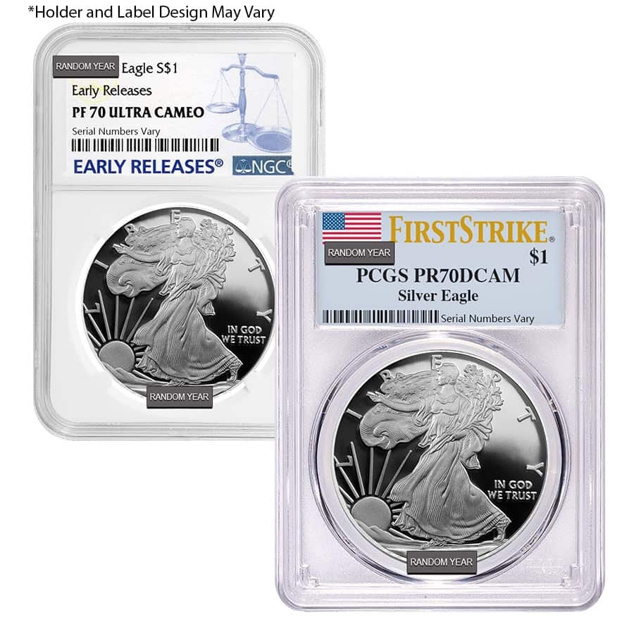 1 oz Proof Silver American Eagle NGC/PCGS PF 70 (Random Year)