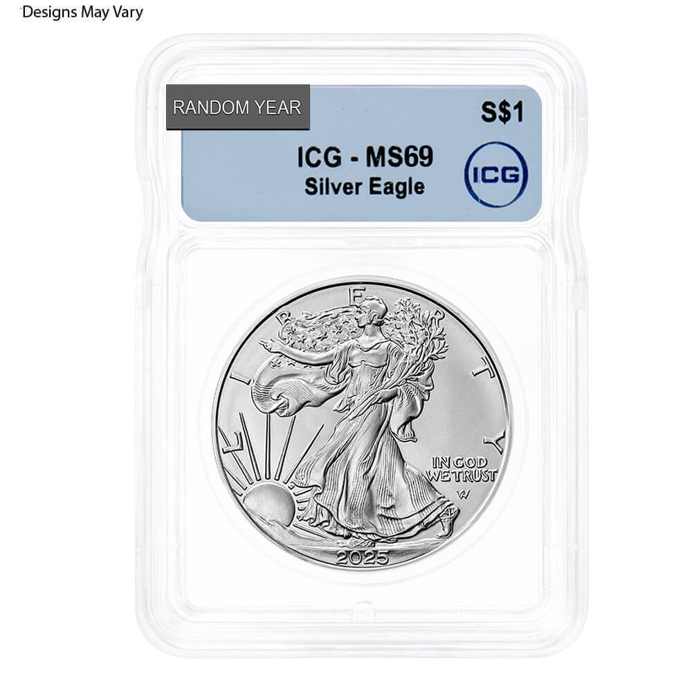 1 oz Silver American Eagle ICG MS 69 (Random Year) thumbnail 4