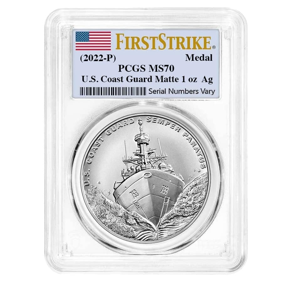 1 oz US Coast Guard Silver Medal PCGS MS 70 FS