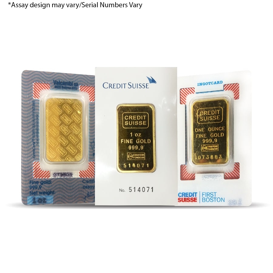 1 oz Credit Suisse Gold Bar .9999 Fine (Vintage Assay)