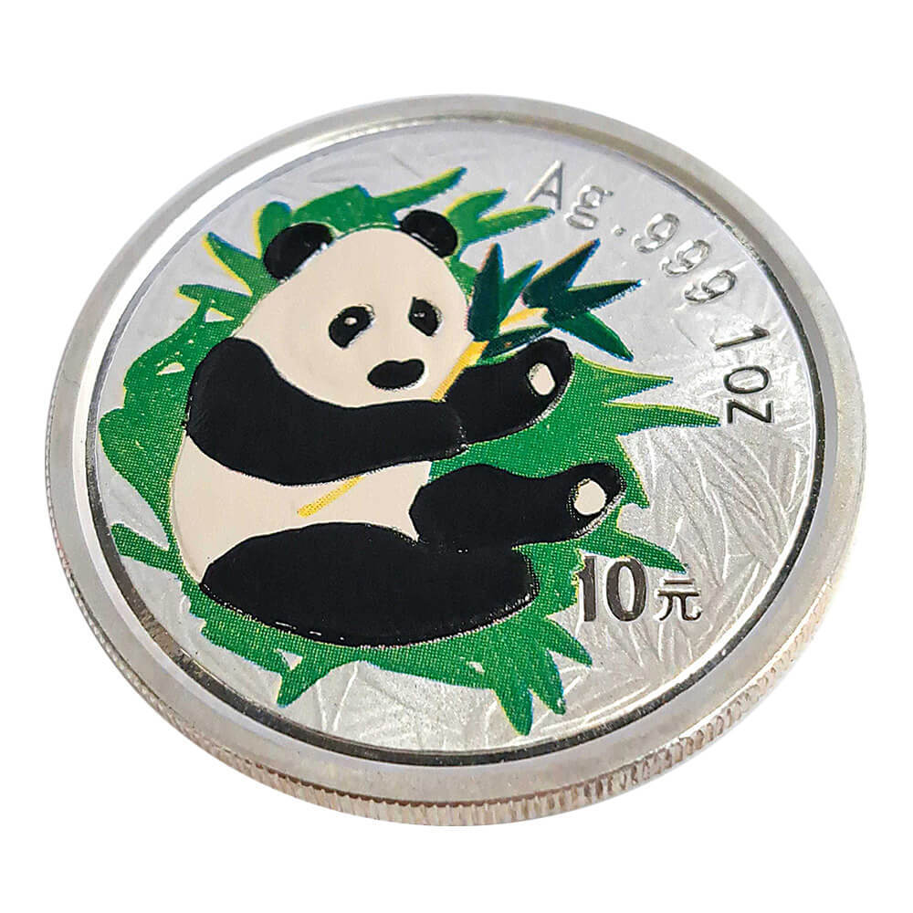 2000 1 oz Chinese Colorized Silver Panda 10 Yuan .999 Fine BU thumbnail 3